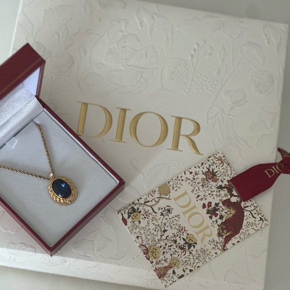 Dior Jewelry - Rare Vintage Christian Dior 1980s Aqua deep Blue rope necklace oval stone.